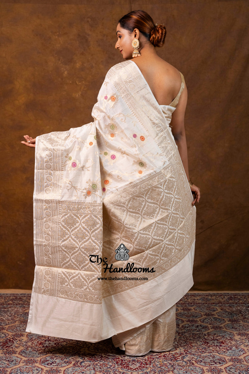 Pure Dupion Silk Banarasi Saree - Gold Zari