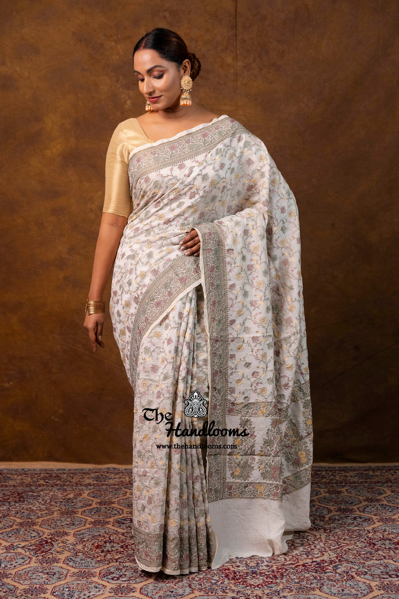 Pure Butter Crepe Handloom Banarasi Saree