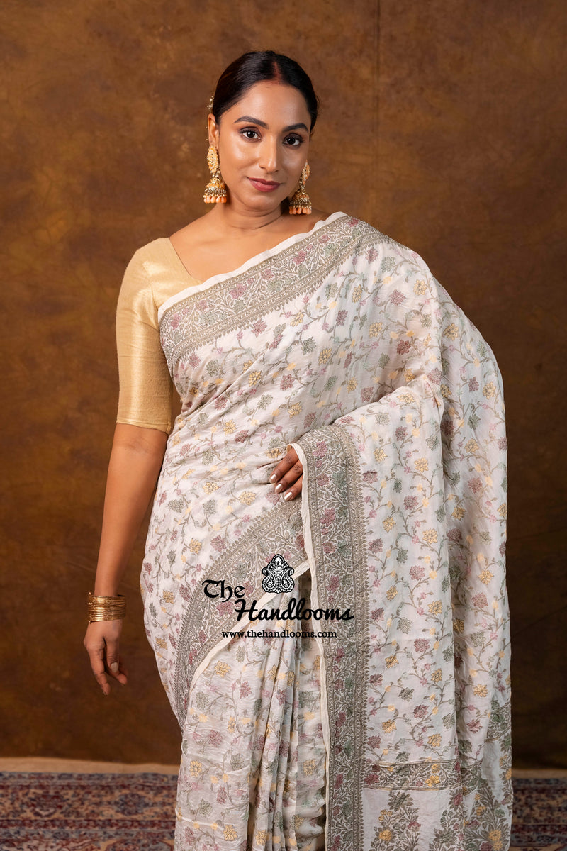Pure Butter Crepe Handloom Banarasi Saree