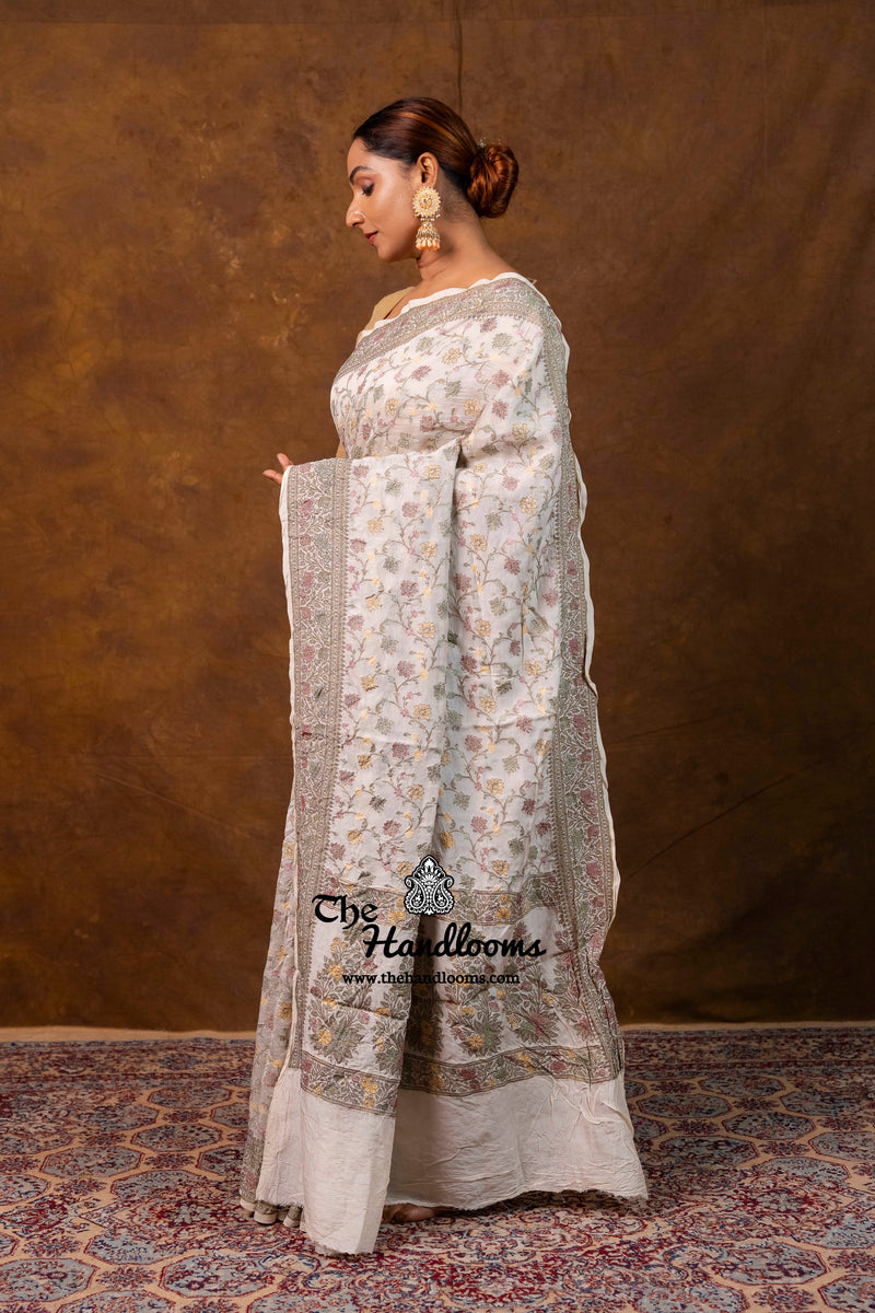 Pure Butter Crepe Handloom Banarasi Saree