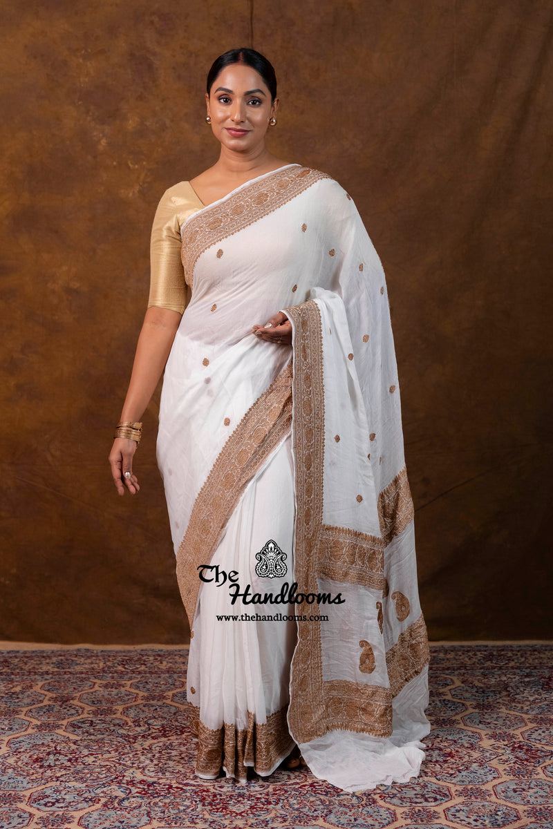 Pure Georgette Banarasi Saree - Antique Zari