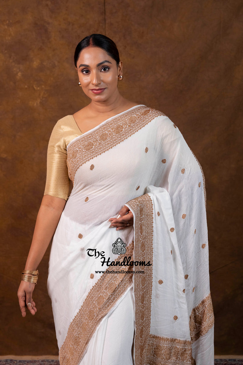 Pure Georgette Banarasi Saree - Antique Zari