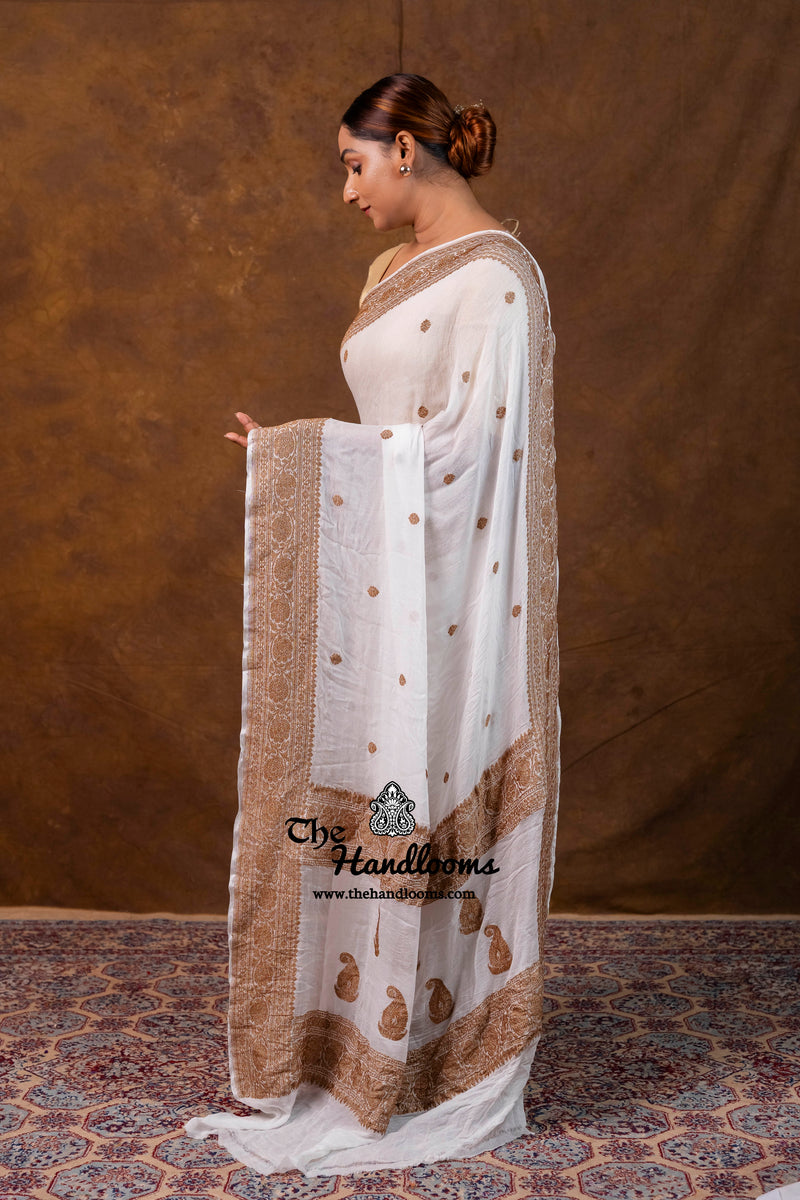 Pure Georgette Banarasi Saree - Antique Zari