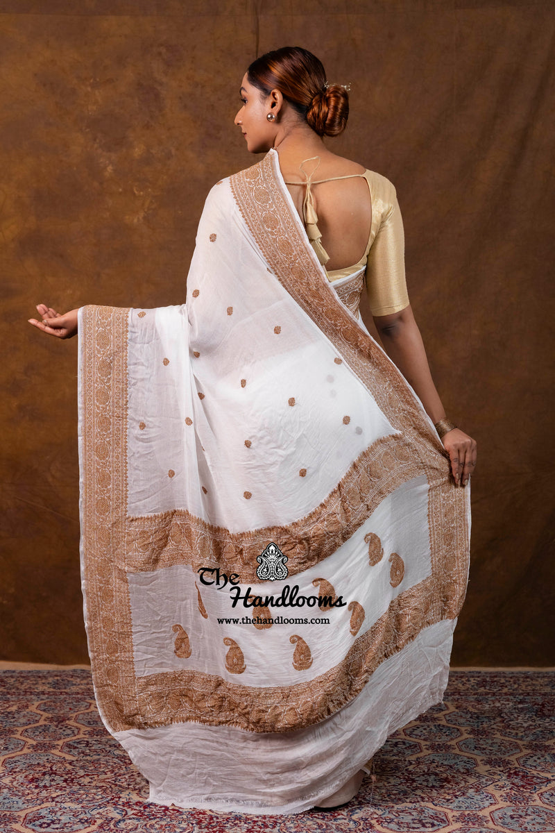 Pure Georgette Banarasi Saree - Antique Zari