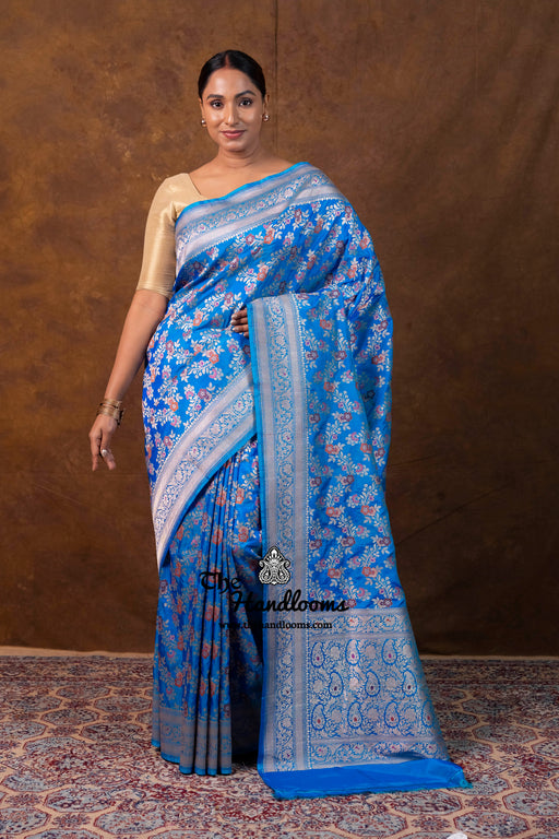 Pure Katan Silk Banarasi Handloom Saree - All over Jaal Work With Meenakari - The Handlooms