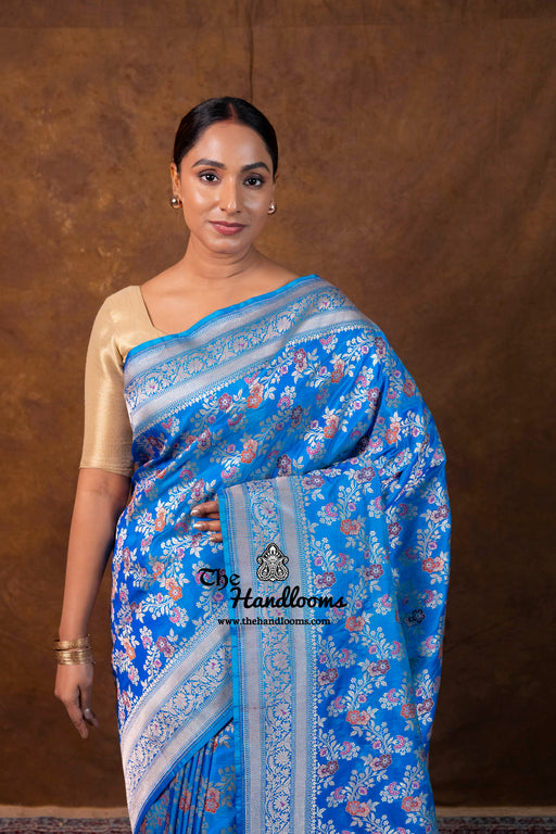 Pure Katan Silk Banarasi Handloom Saree - All over Jaal Work With Meenakari - The Handlooms