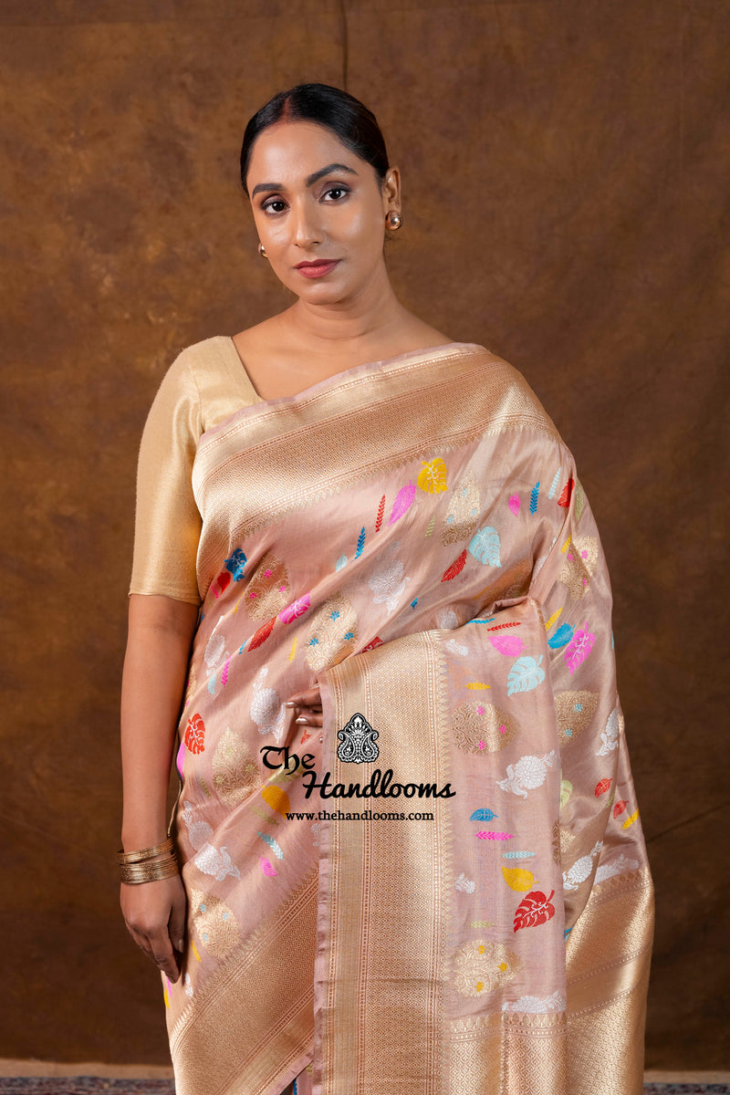 Ektara Pure Katan Tissue Silk Banarasi Handloom Saree - All Over Kadiyal Jaal Work