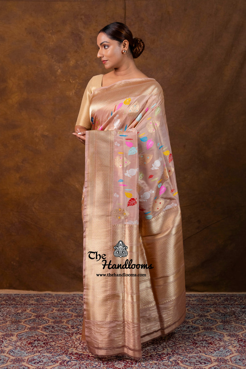 Ektara Pure Katan Tissue Silk Banarasi Handloom Saree - All Over Kadiyal Jaal Work