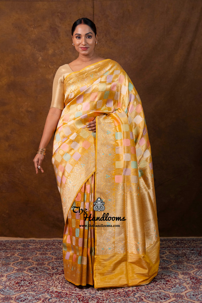 Ektara Pure Katan Tissue Silk Banarasi Handloom Saree - All Over Kadiyal Jaal Work