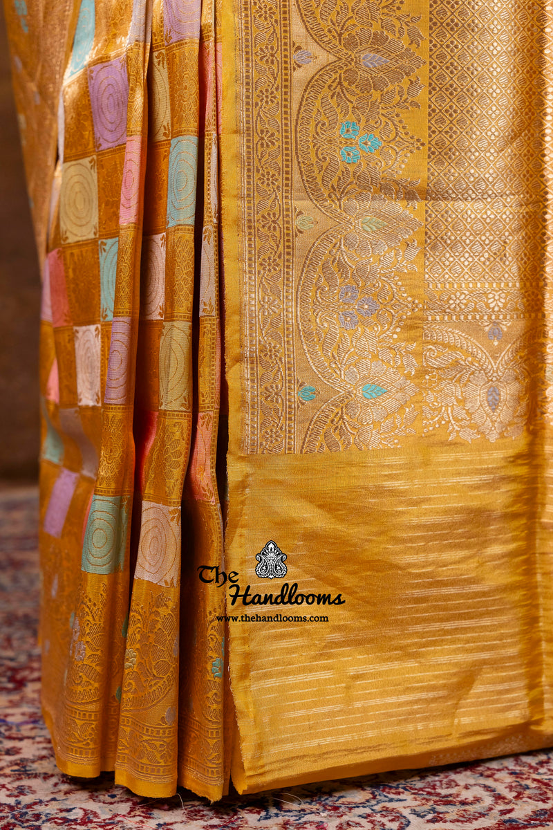 Ektara Pure Katan Tissue Silk Banarasi Handloom Saree - All Over Kadiyal Jaal Work