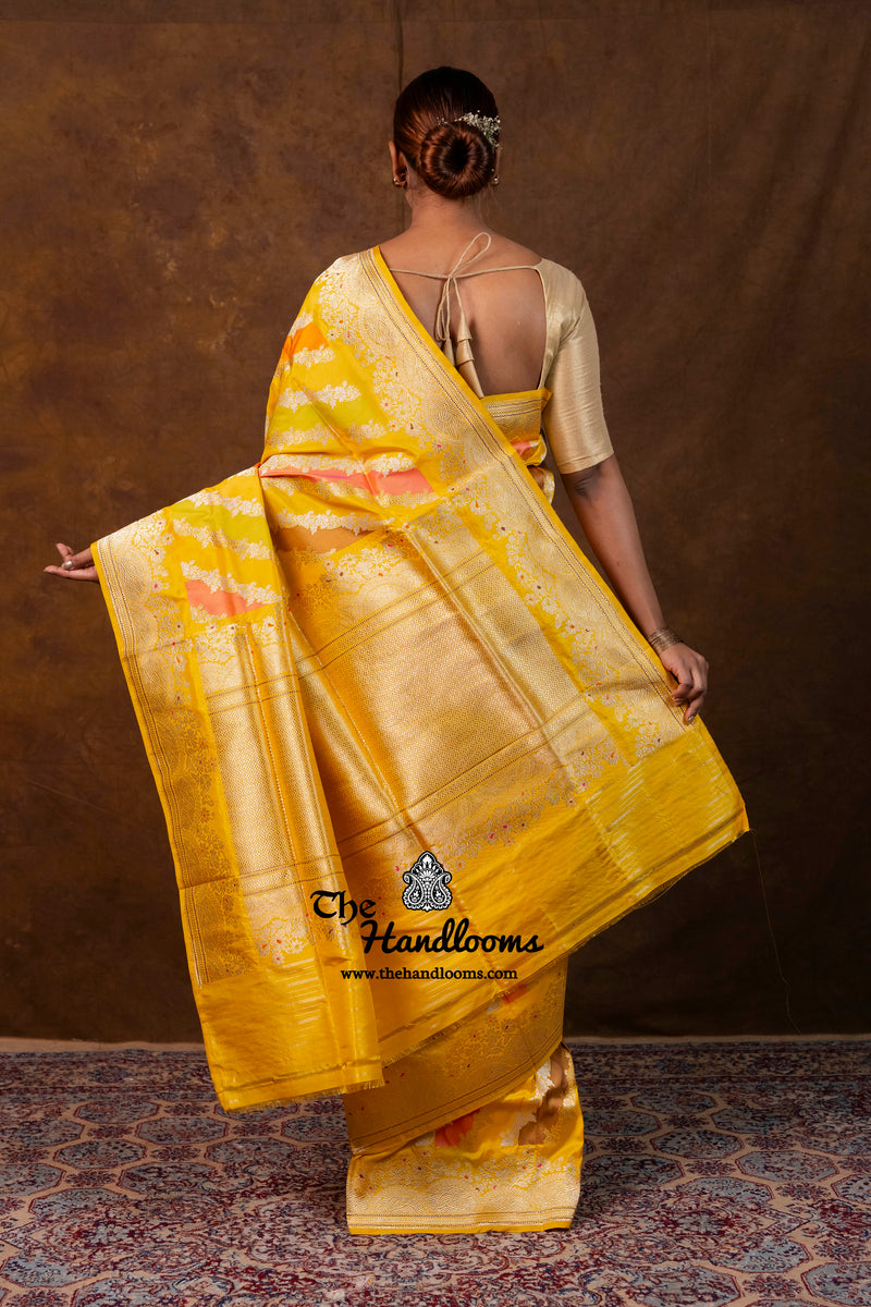 Ektara Pure Katan Silk Banarasi Handloom Saree - All Over Kadiyal Stripe Rangkart