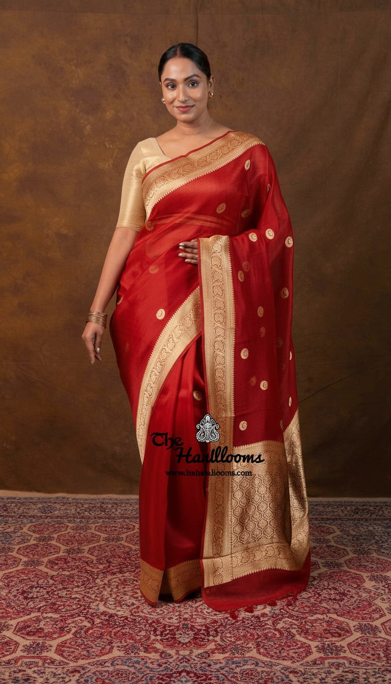 Black Pure Kora Silk Handloom Banarasi Saree - The Handlooms