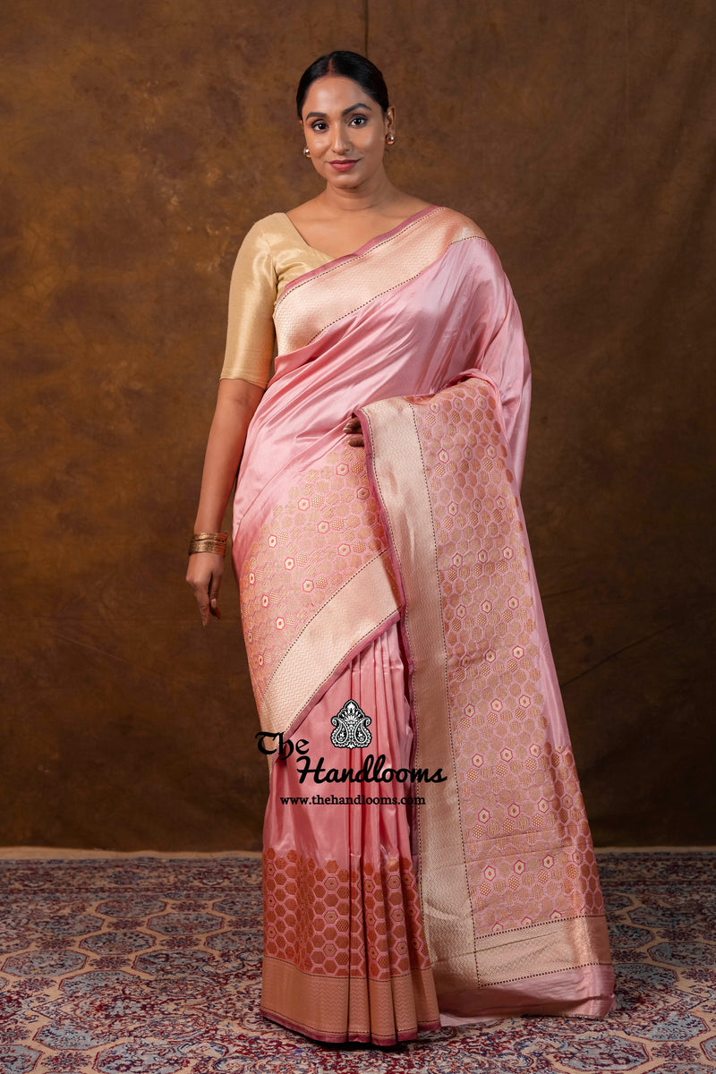 Pure Katan Silk Banarasi Handloom Saree - All Over Kadiyal Border