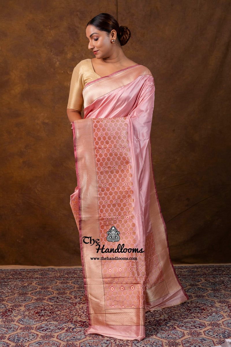 Pure Katan Silk Banarasi Handloom Saree - All Over Kadiyal Border