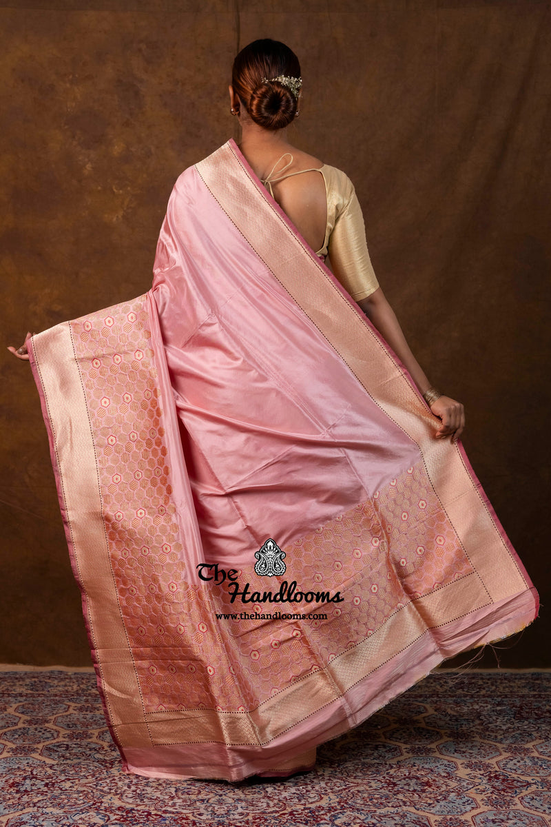 Pure Katan Silk Banarasi Handloom Saree - All Over Kadiyal Border
