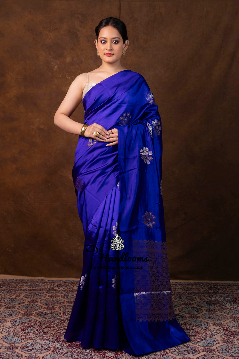 Navy Blue Pure Mango Silk Banarasi Handloom Saree