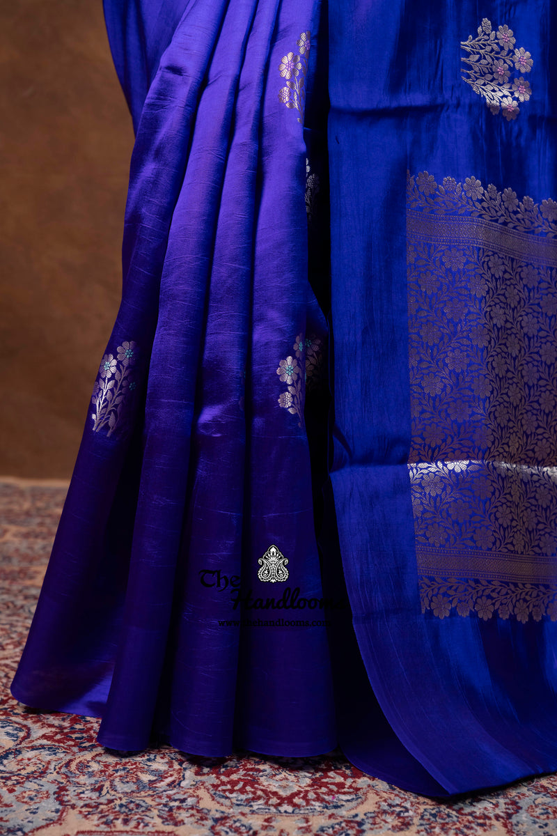 Navy Blue Pure Mango Silk Banarasi Handloom Saree