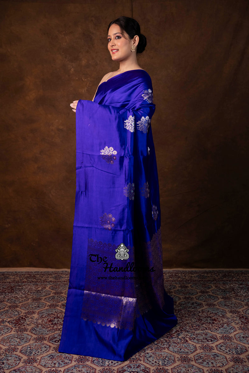 Navy Blue Pure Mango Silk Banarasi Handloom Saree