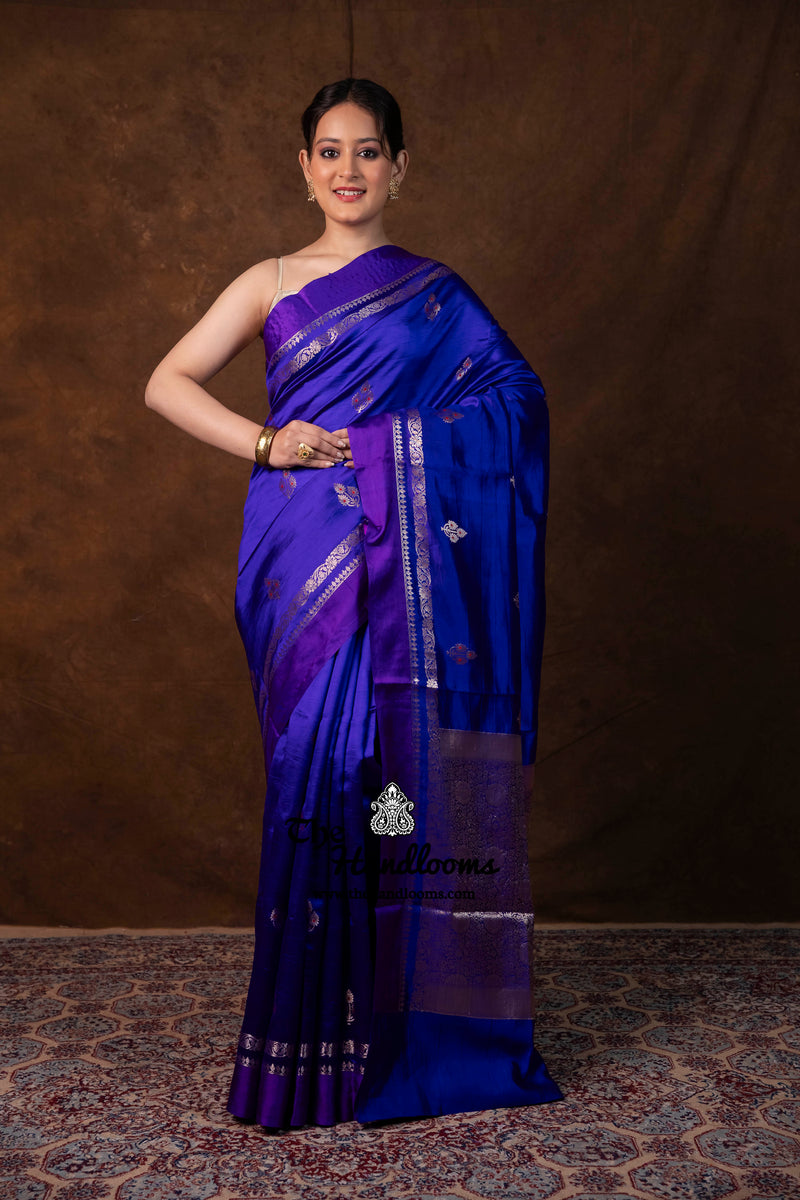 Royal Blue Pure Mango Silk Banarasi Handloom Saree