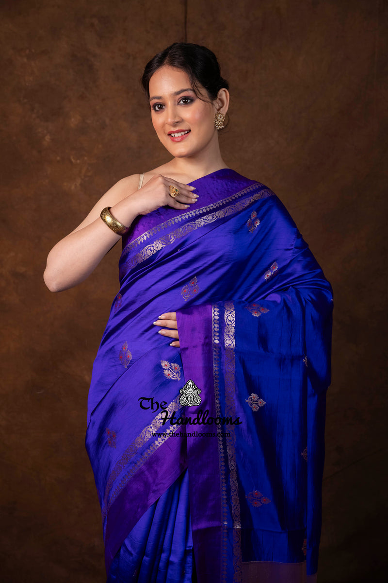 Royal Blue Pure Mango Silk Banarasi Handloom Saree
