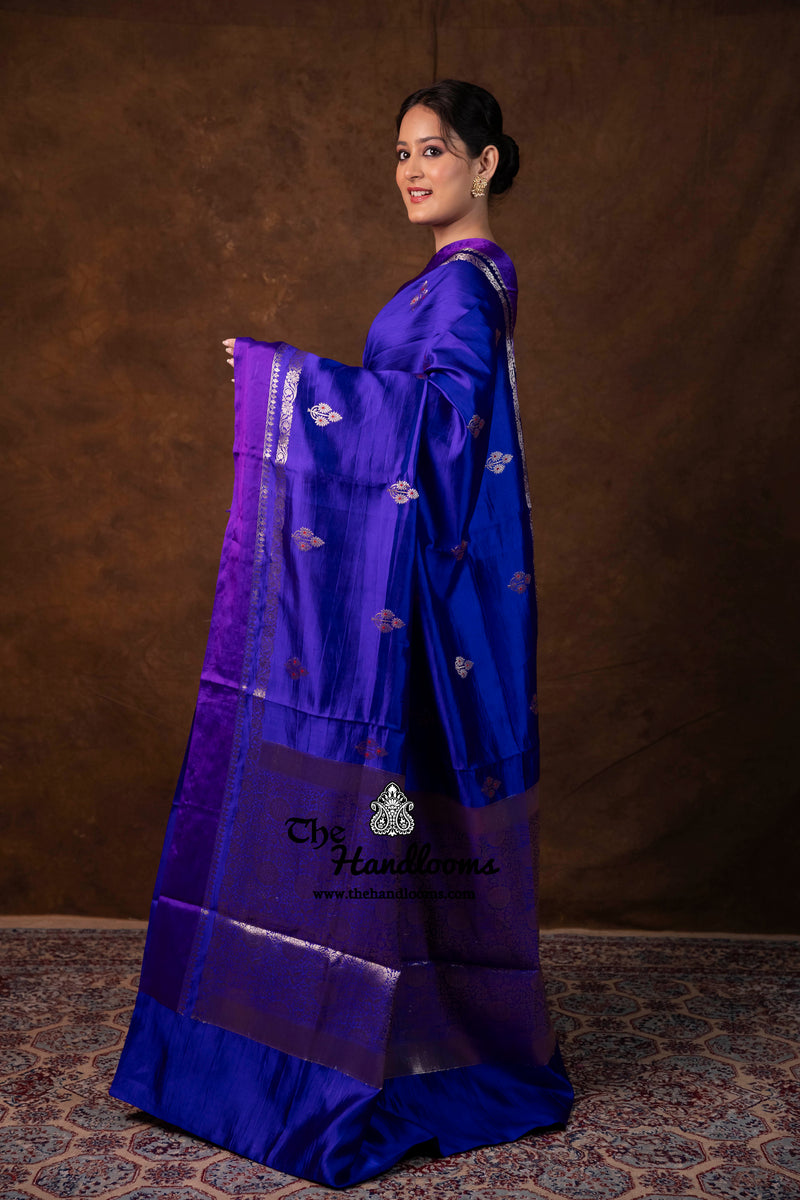 Royal Blue Pure Mango Silk Banarasi Handloom Saree