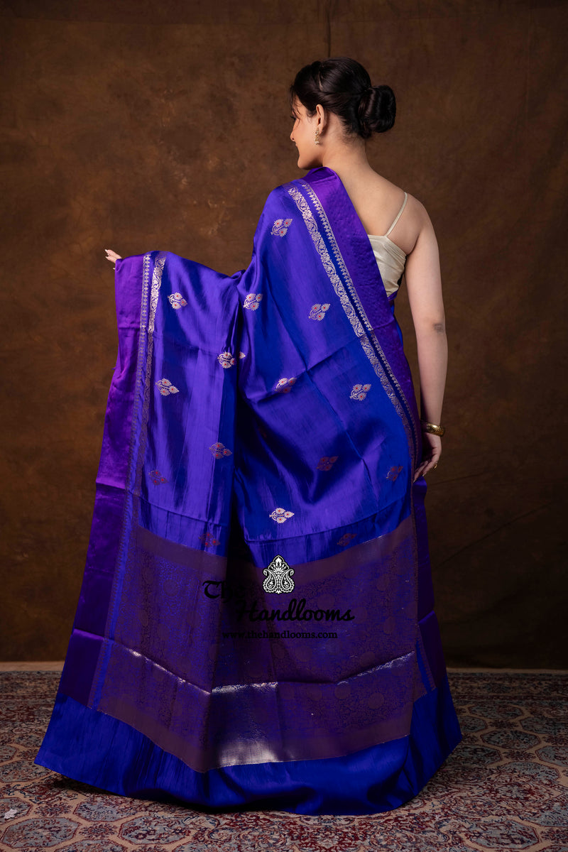 Royal Blue Pure Mango Silk Banarasi Handloom Saree