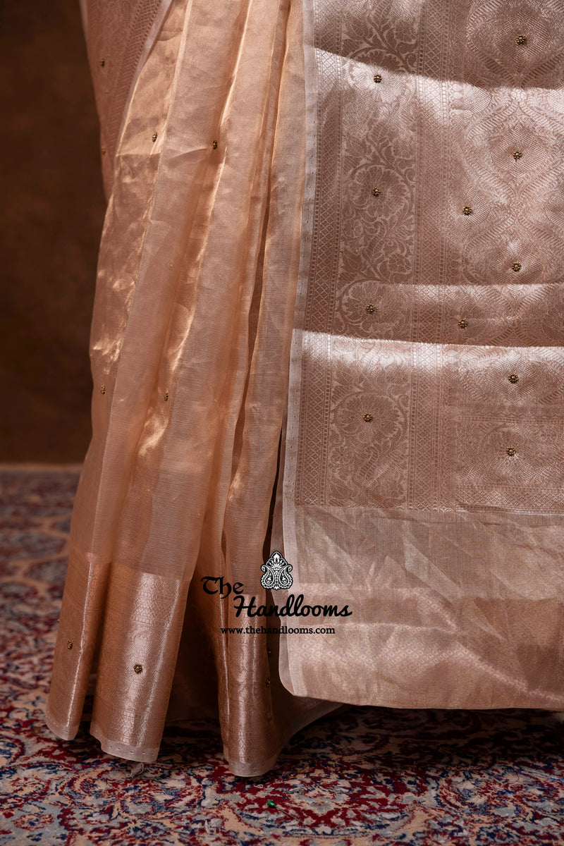 Pure Kora Tissue Handloom Banarasi Saree - Handwork