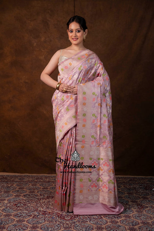 Pure Katan Silk Banarasi Handloom Saree - All over Jaal Work With Meenakari - The Handlooms