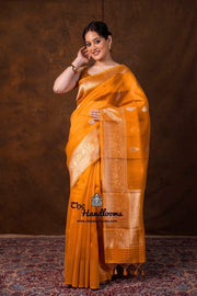 Red Pure Kora Handloom Banarasi Saree - Sona Roopa Alfi Kadua Boota - The Handlooms