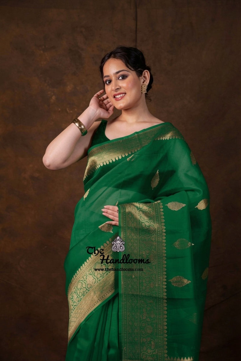 Pure Kora Handloom Banarasi Saree - Sona Roopa Alfi Kadua Boota - The Handlooms