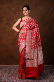 Pure Katan Silk Banarasi Handloom Saree - All Over Sona Roopa Jaal Work - The Handlooms