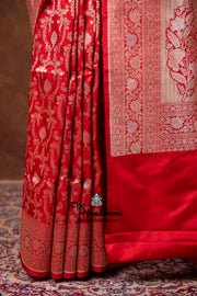 Pure Katan Silk Banarasi Handloom Saree - All Over Sona Roopa Jaal Work - The Handlooms