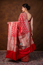 Pure Katan Silk Banarasi Handloom Saree - All Over Sona Roopa Jaal Work - The Handlooms