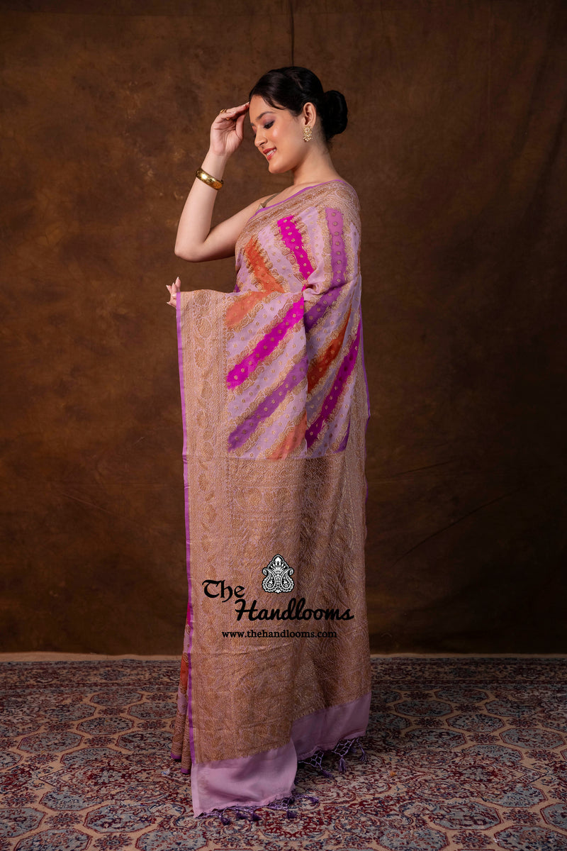 Pure Khaddi Georgette Handloom Banarasi Saree - Antique Zari