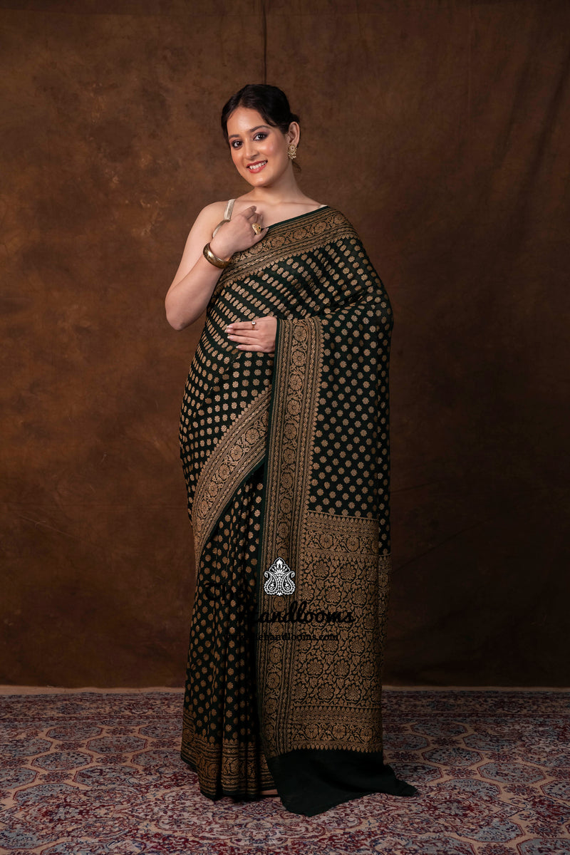 Pure Khaddi Georgette Handloom Banarasi Saree - Antique Zari