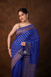 Pure Khaddi Georgette Handloom Banarasi Saree - Antique Zari - The Handlooms