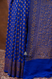 Pure Khaddi Georgette Handloom Banarasi Saree - Antique Zari - The Handlooms