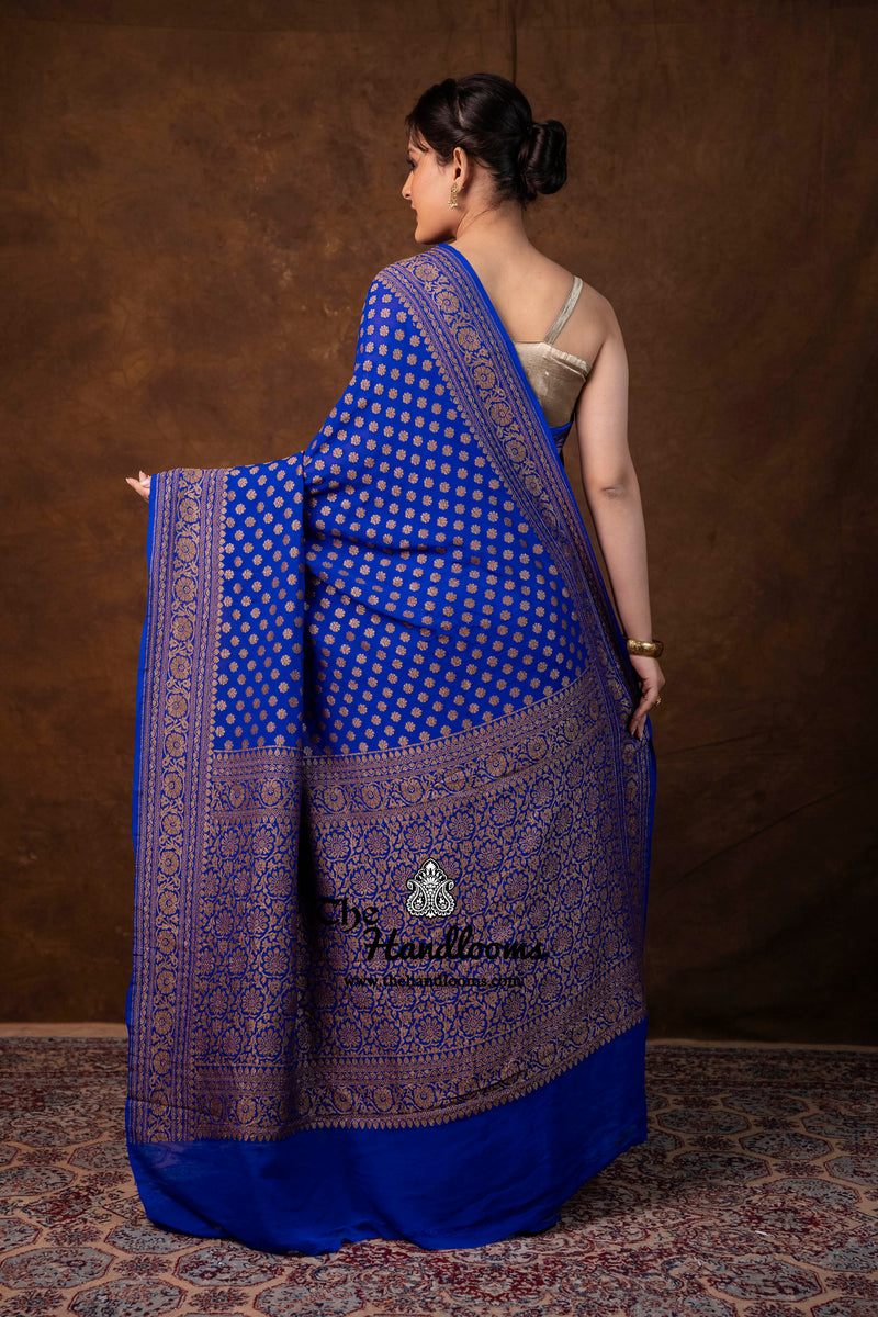 Pure Khaddi Georgette Handloom Banarasi Saree - Antique Zari - The Handlooms