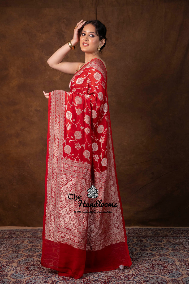 Khaddi Georgette Handloom Banarasi Saree - Water Zari