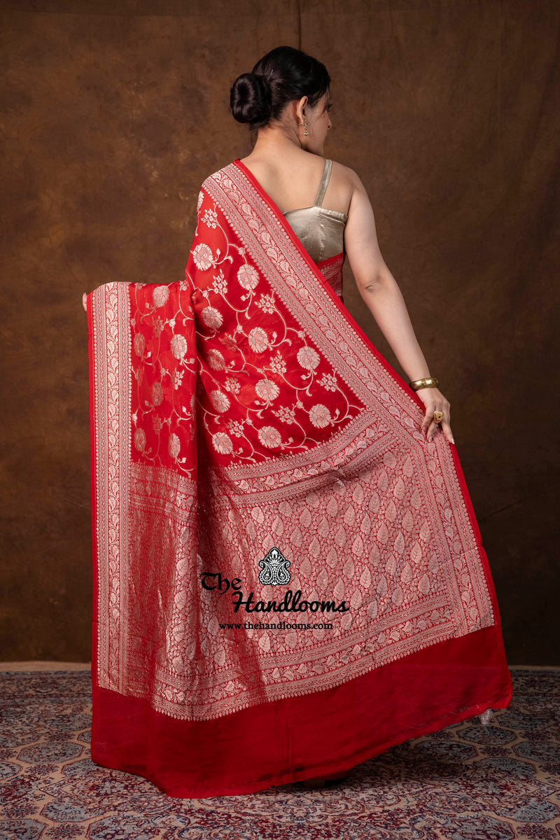 Khaddi Georgette Handloom Banarasi Saree - Water Zari