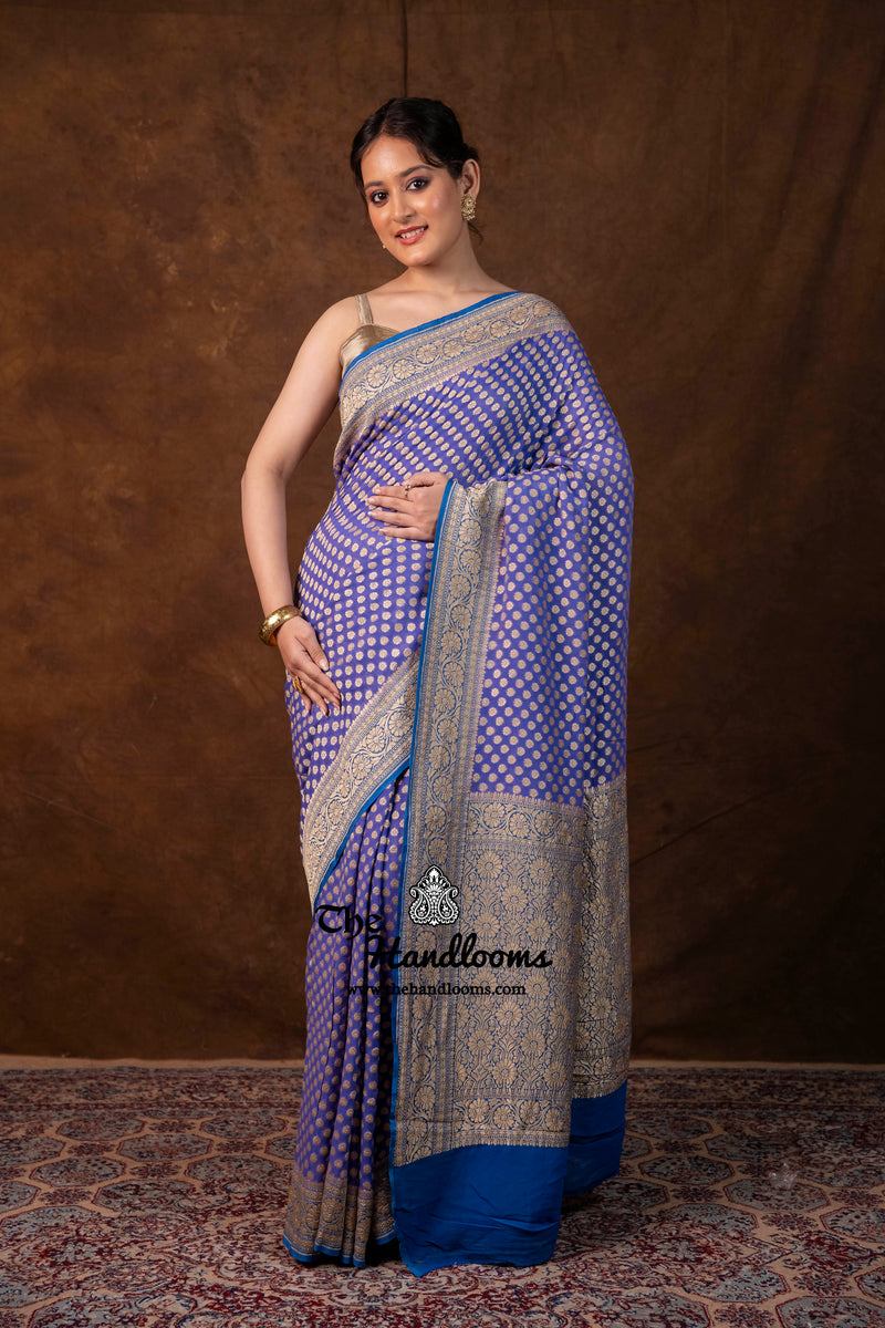 Khaddi Georgette Handloom Banarasi Saree - Gold Zari