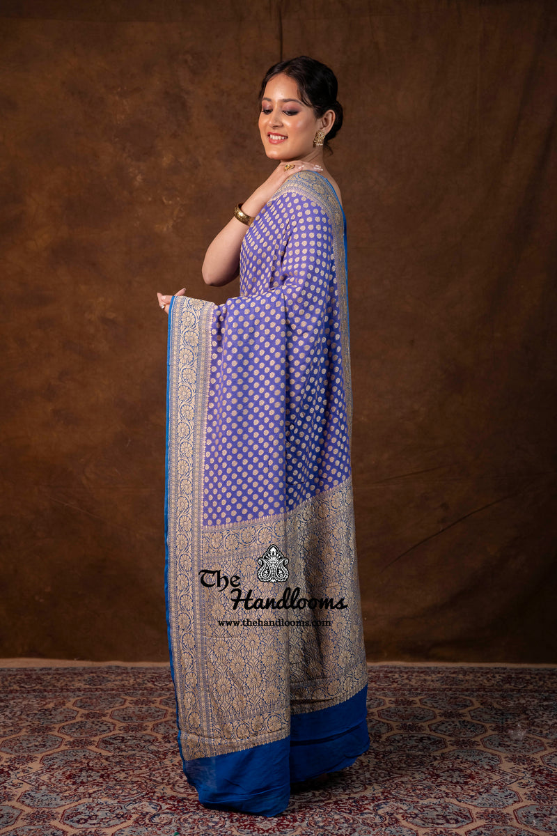 Khaddi Georgette Handloom Banarasi Saree - Gold Zari