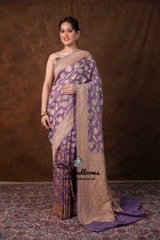 Khaddi Georgette Handloom Banarasi Saree - Gold Zari - The Handlooms