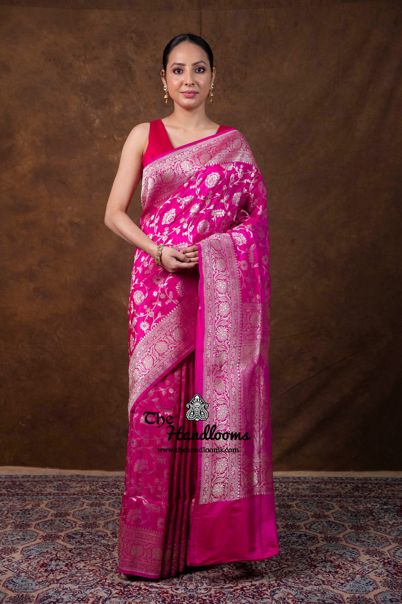 Pure Katan Silk Banarasi Handloom Saree - All Over Jaal Work - The Handlooms
