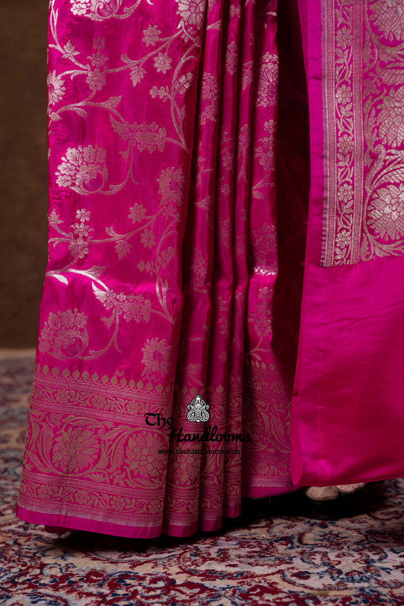 Pure Katan Silk Banarasi Handloom Saree - All Over Jaal Work - The Handlooms