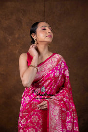 Pure Katan Silk Banarasi Handloom Saree - All Over Jaal Work - The Handlooms