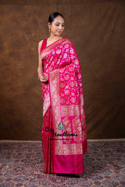 Pure Katan Silk Banarasi Handloom Saree - All Over Jaal Work - The Handlooms