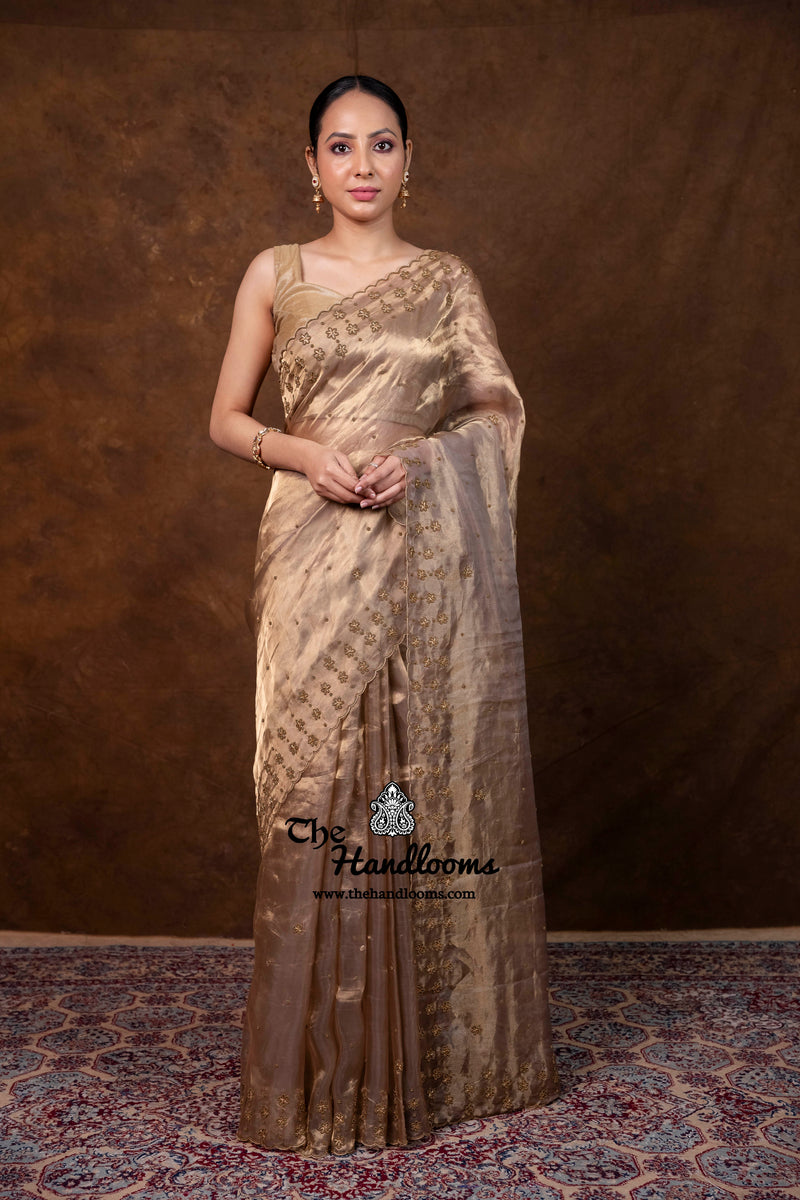 Pure Kora Tissue Handloom Banarasi Saree - Handwork