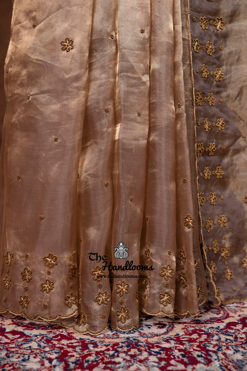 Pure Kora Tissue Handloom Banarasi Saree - Handwork