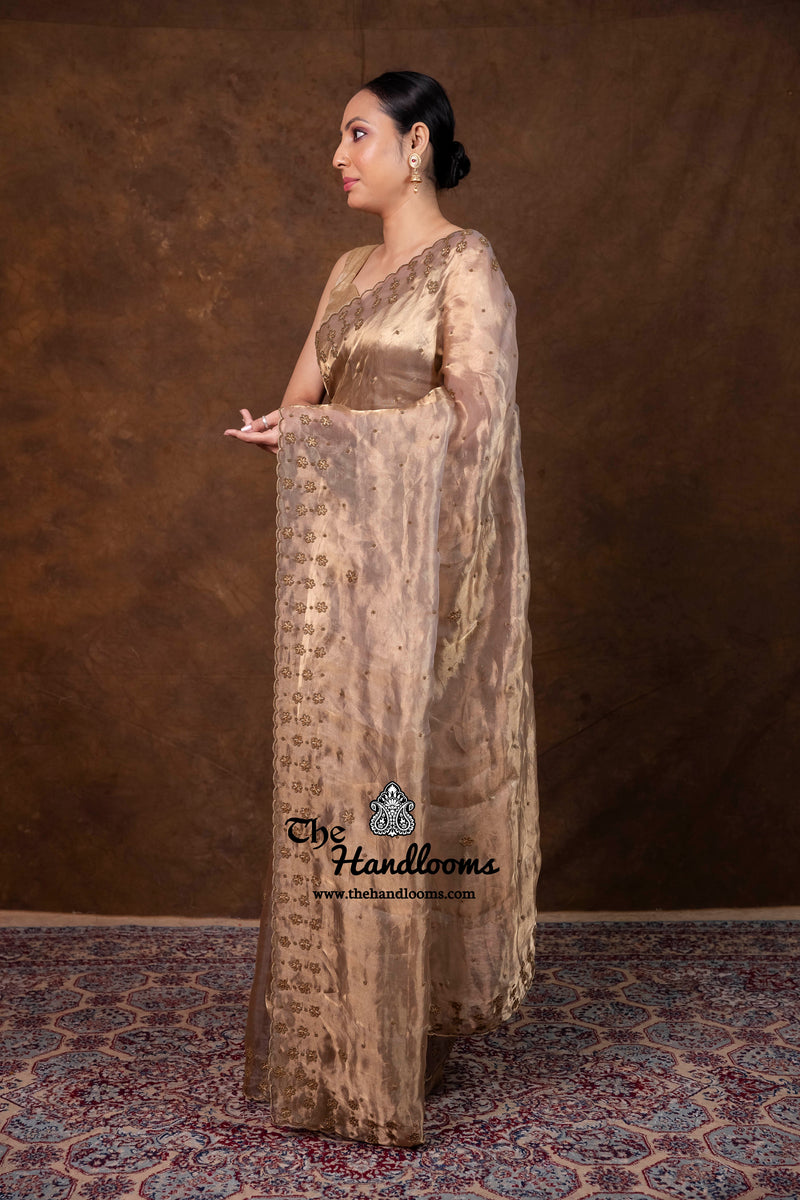 Pure Kora Tissue Handloom Banarasi Saree - Handwork